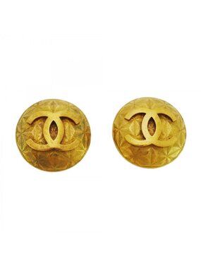 Chanel Earrings Vintage CC Logo Round